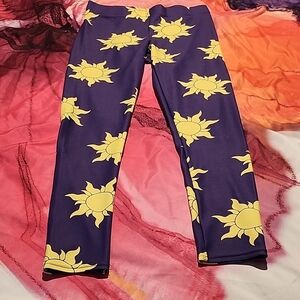 Source Unknown Navy and Yellow Sun Pattern Leggings